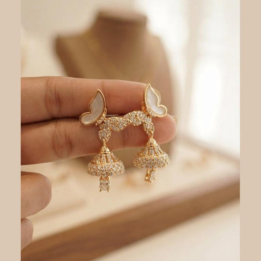 Golden Butterfly Jhumka Drop Earrings for Women - Win Bachat