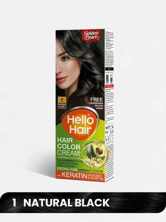 GOLDEN PEARL HELLO HAIR HAIR COLOUR NO : 1 - NATURAL BLACK - Win Bachat