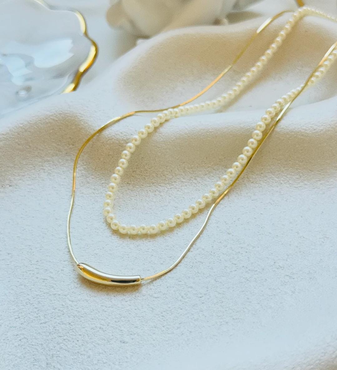 Golden Pearl Layered Necklace for Women - Win Bachat