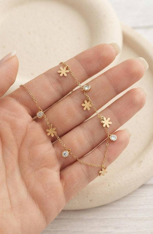 Golden Smiley Charm Anklet for Women - Win Bachat