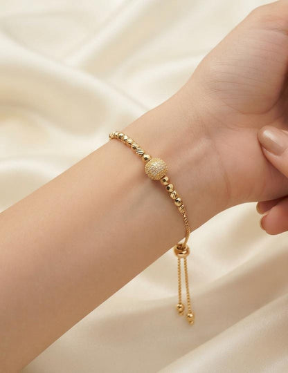 Golden Sparkle Bead Adjustable Bracelet for Women - Win Bachat