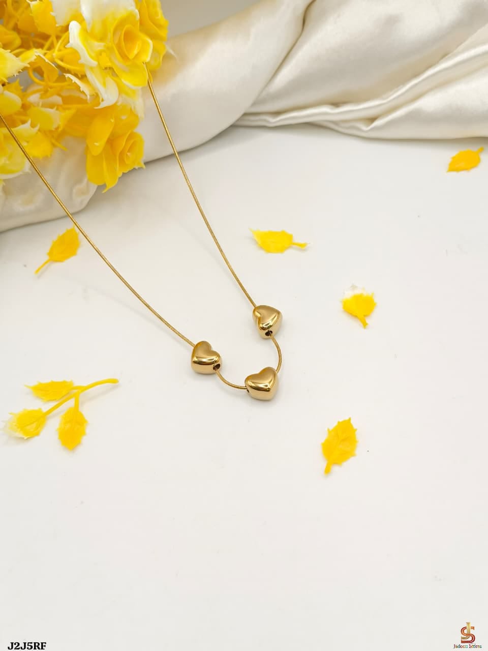 Golden Triple Heart Pendant Necklace for Women - Win Bachat