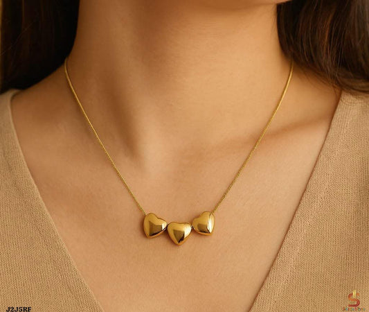 Golden Triple Heart Pendant Necklace for Women - Win Bachat