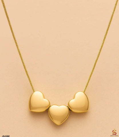 Golden Triple Heart Pendant Necklace for Women - Win Bachat