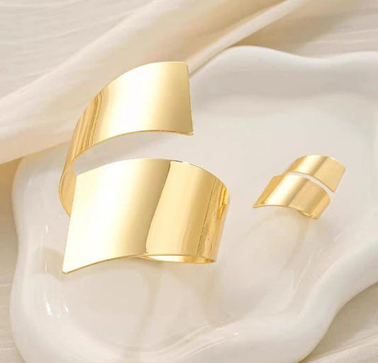 Golden Wide Statement Cuff Bracelet for Women - Win Bachat