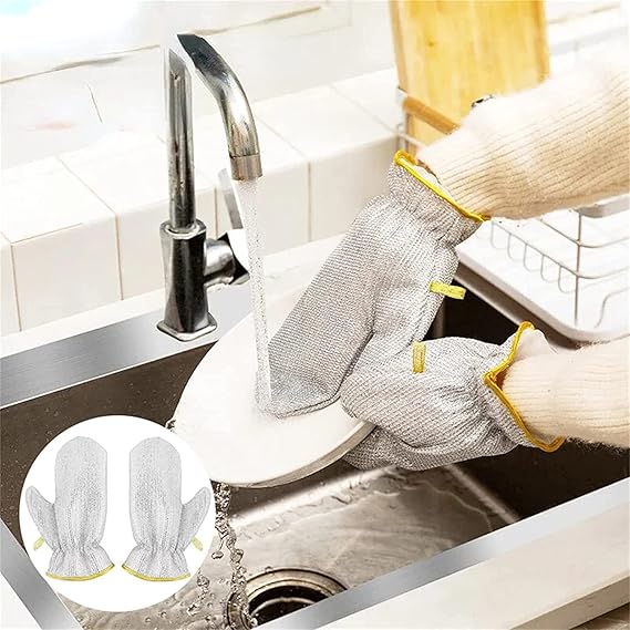 GRAY DISHWASH SCRUBBING GLOVES - Win Bachat