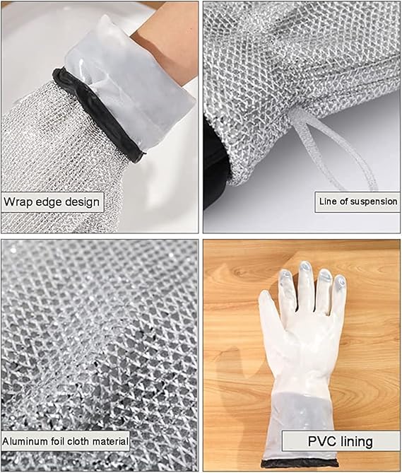GRAY DISHWASH SCRUBBING GLOVES - Win Bachat