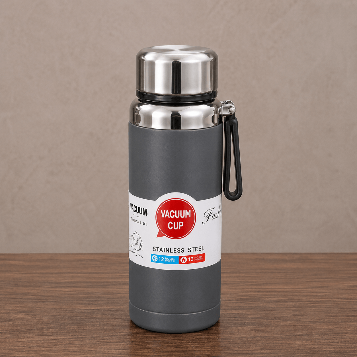 Grey Cup-Style Stainless Steel Bottle - Win Bachat