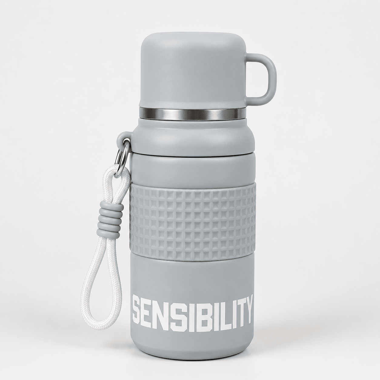 Grey Mug Handle Stainless Steel Bottle - Win Bachat
