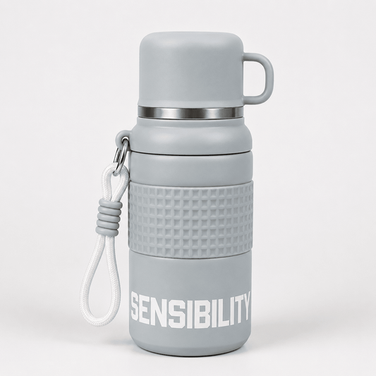 Grey Mug Handle Stainless Steel Bottle - Win Bachat