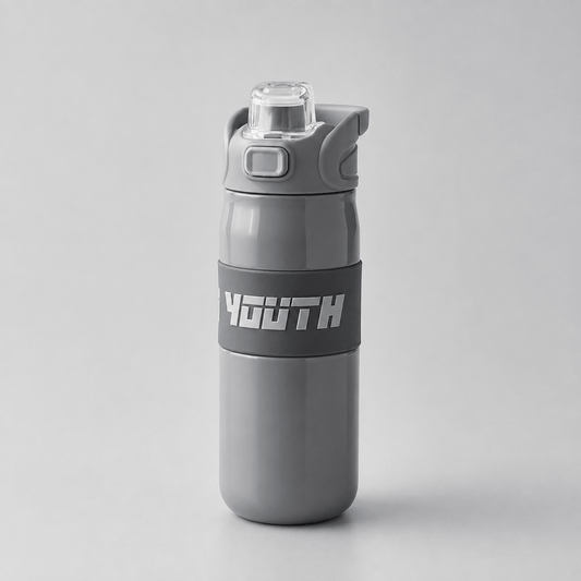 Grey Push-Button Flip Top Bottle - Win Bachat