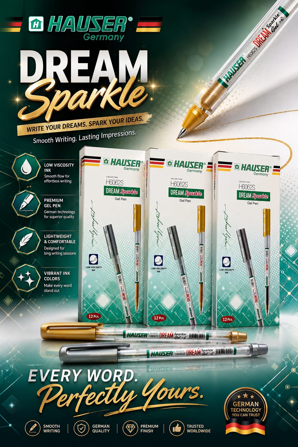 Hauzer Gel Pen Golden Each - Win Bachat