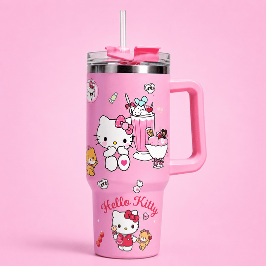 Hello Kitty Pink Insulated Tumbler with Handle & Straw - Win Bachat