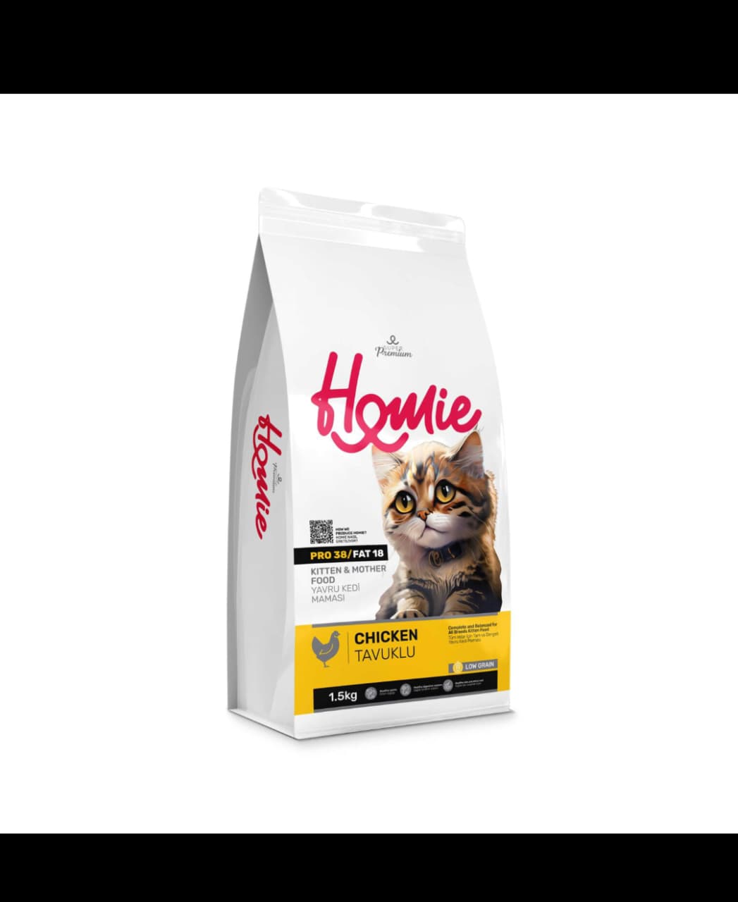 HOMIE SUPER PREMIUM LOW GRAIN KITTEN & MOTHER DRY CAT FOOD PRO 33 / FAT 15 (SALMON) - 1.5 KG - Win Bachat