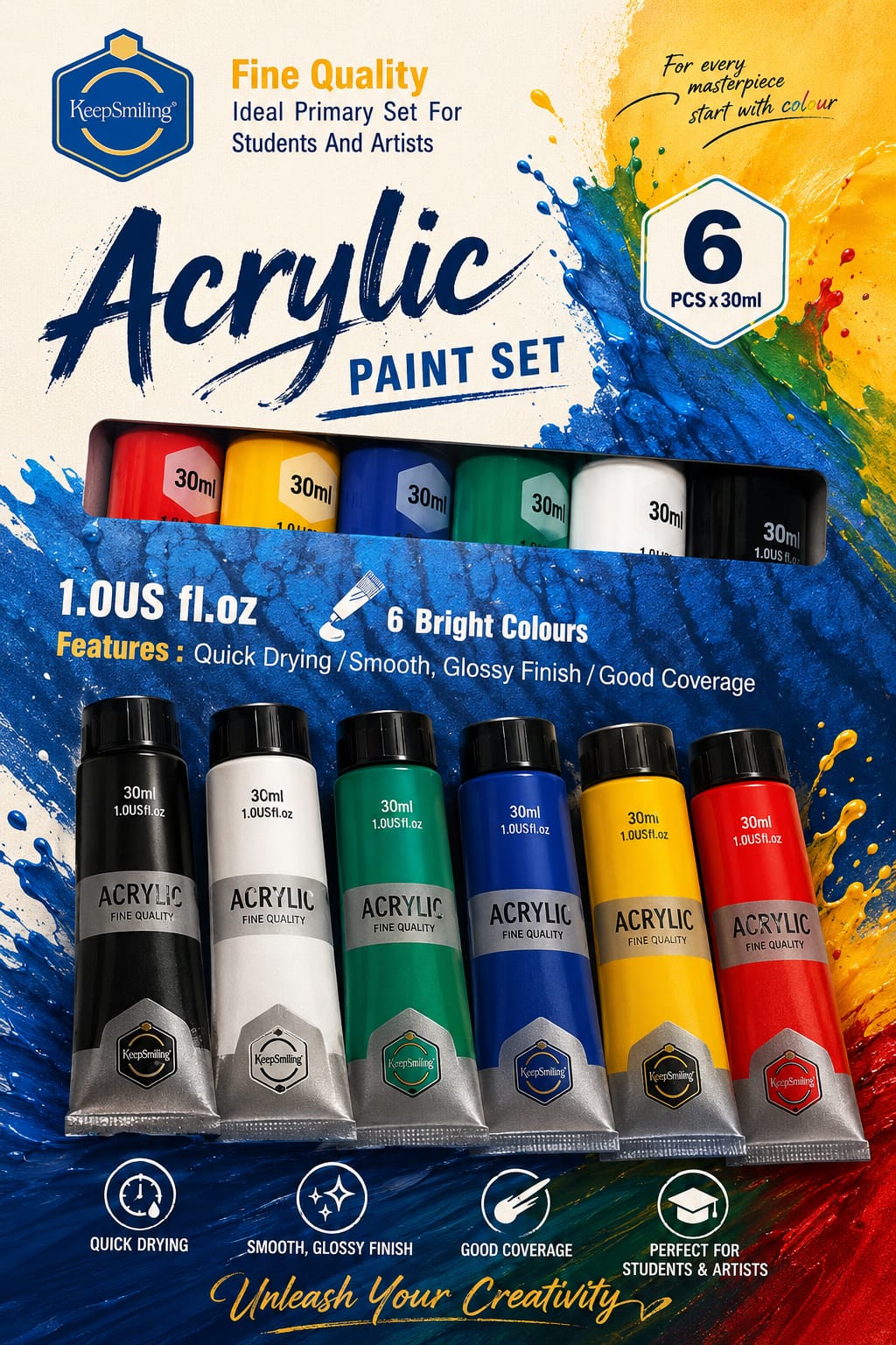 Keep Smiling Acrylic Color 30Ml - Win Bachat