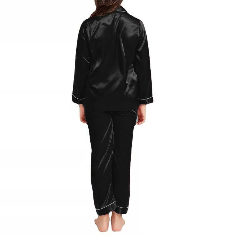 KIDS NIGHT WEAR BABY TROUSER + SHIRT IMPORTED SILK - BLACK - Win Bachat