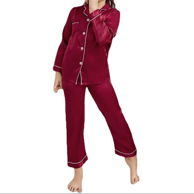 KIDS NIGHT WEAR BABY TROUSER + SHIRT IMPORTED SILK - MAHROON - Win Bachat