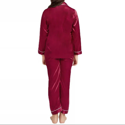 KIDS NIGHT WEAR BABY TROUSER + SHIRT IMPORTED SILK - MAHROON - Win Bachat