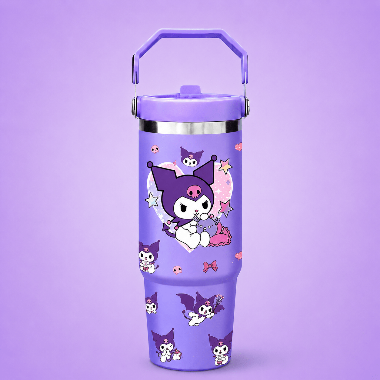 Kuromi Cartoon Print Insulated Tumbler – Heart Design - Win Bachat
