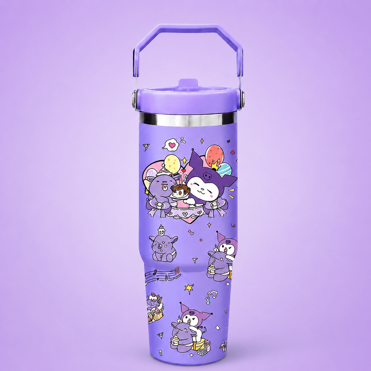 Kuromi Cartoon Print Insulated Tumbler – Sanrio Lovers Club Design - Win Bachat