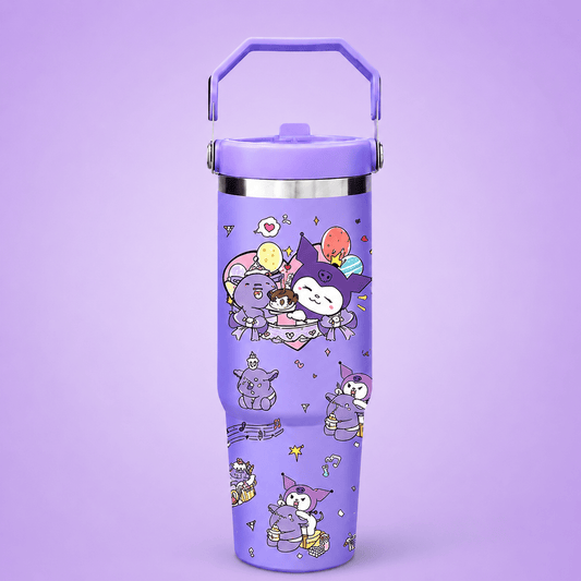Kuromi Cartoon Print Insulated Tumbler – Sanrio Lovers Club Design - Win Bachat