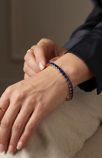 Luxury Gold-Tone Blue Zircon Tennis Bracelet for Women - Win Bachat