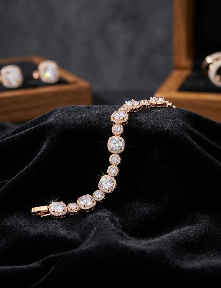 Luxury Gold-Tone Cubic Zirconia Tennis Bracelet for Women - Win Bachat