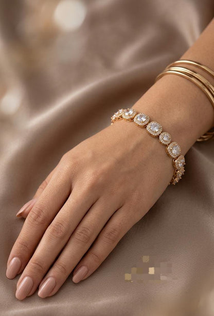 Luxury Gold-Tone Cubic Zirconia Tennis Bracelet for Women - Win Bachat