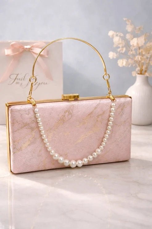 Luxury Pearl Handle Clutch - Blush Pink - Win Bachat