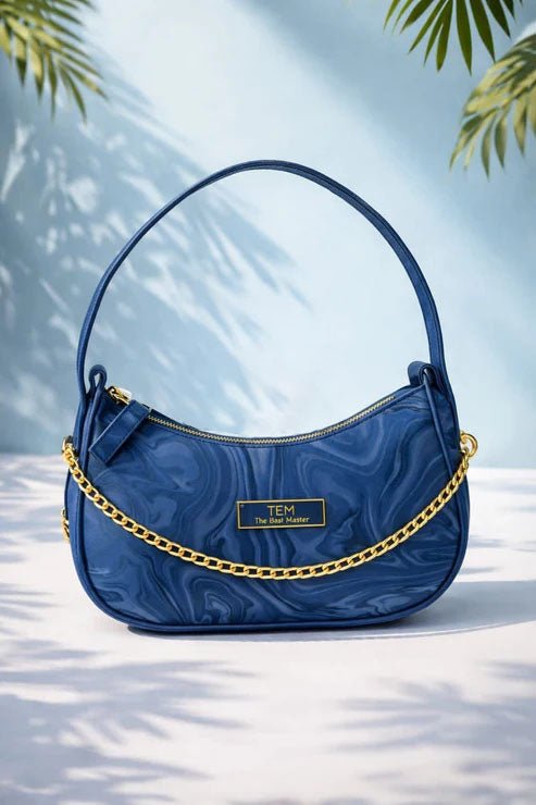 Marble Pattern Chain Shoulder Bag – Royal Blue - Win Bachat