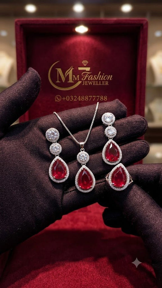 Maroon Zircon Jewelry Set - Win Bachat