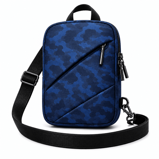Men Shoulder Bag Small Square Nylon Camouflage Crossbody Bag - Blue - Win Bachat