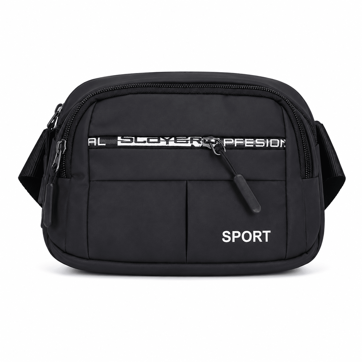 Mens Sport Multi Pocket Sling Bag ADJ Strap - Black - Win Bachat