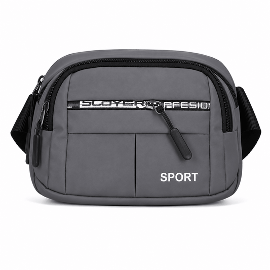 Mens Sport Multi Pocket Sling Bag ADJ Strap - Gray - Win Bachat