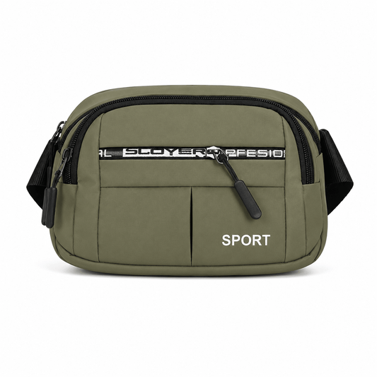 Mens Sport Multi Pocket Sling Bag ADJ Strap - Olive - Win Bachat