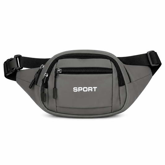 Mens Sport Waist Bag Stylish Nylon Fanny Pack - Gray - Win Bachat