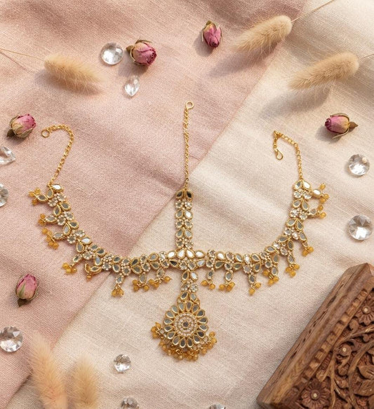Mirror-Style Gold-Tone Bridal Matha Patti - Win Bachat