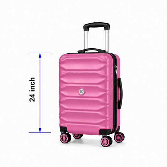 Modern Hard-Shell Spinner Suitcase - Metallic Pink - 24 Inch (Medium) - Win Bachat