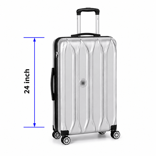 Modern Hard-Shell Spinner Suitcase - Silver - 24 Inch (Medium) - Win Bachat