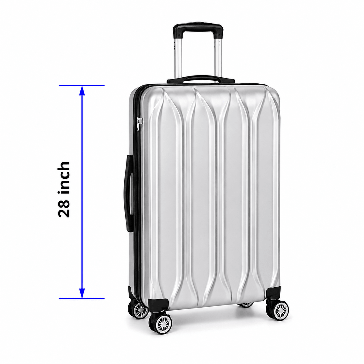 Modern Hard-Shell Spinner Suitcase - Silver - 28 Inch (Large) - Win Bachat