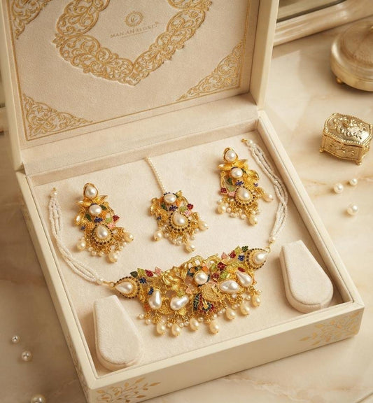 Multicolor Pearl Bridal Choker Jewellery Set - Win Bachat