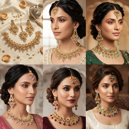 Multicolor Traditional Choker Necklace Set Collection - Win Bachat