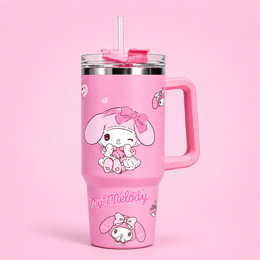 My Melody Pink Tumbler with Handle & Straw - Win Bachat