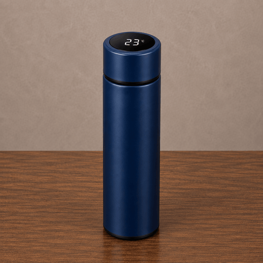 Navy Blue Digital Temperature Display Slim Flask - Win Bachat
