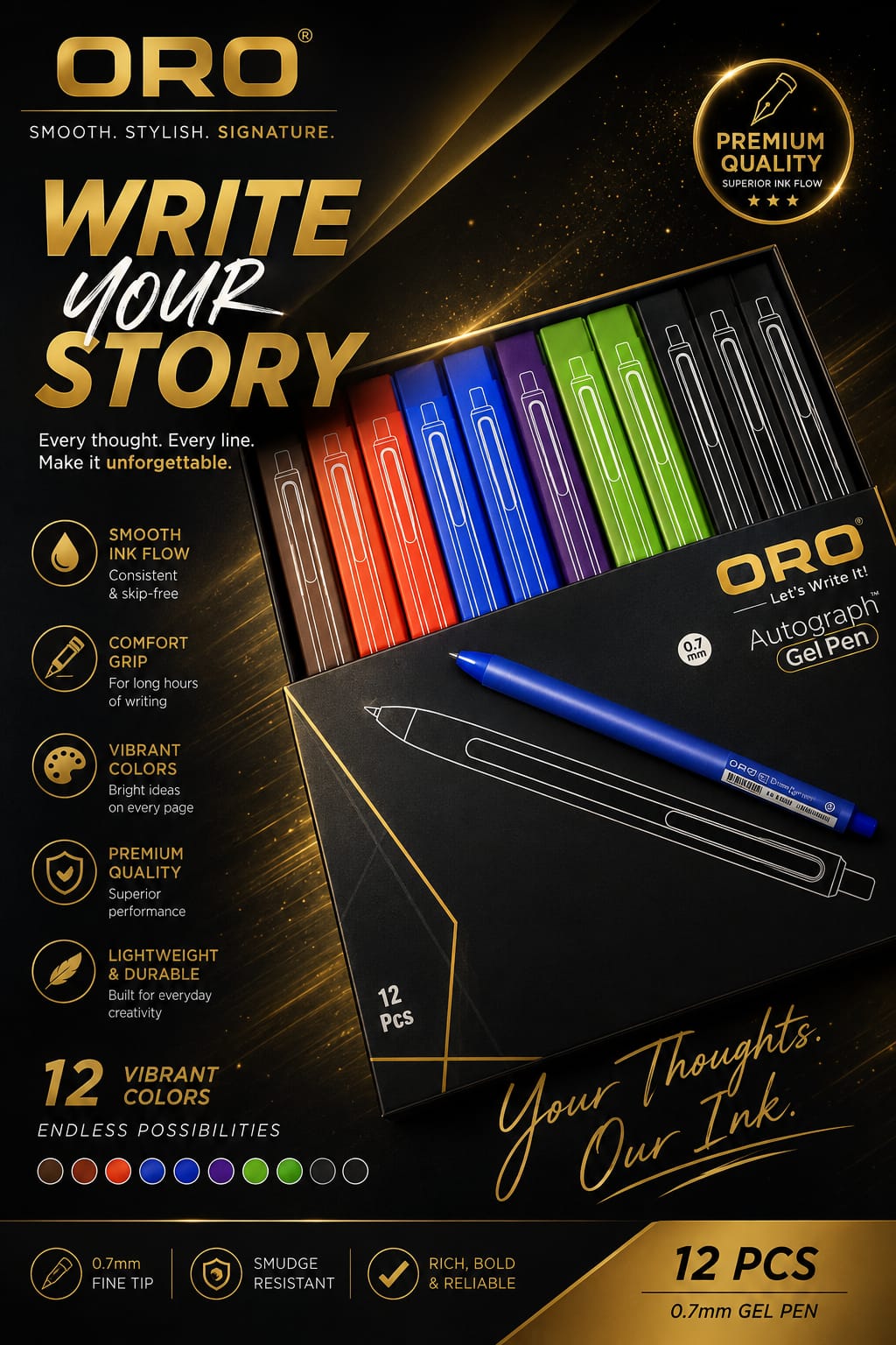 Oro Autograph Gel Pen Single Pcs Box Pakiing Gift Item Each - Win Bachat