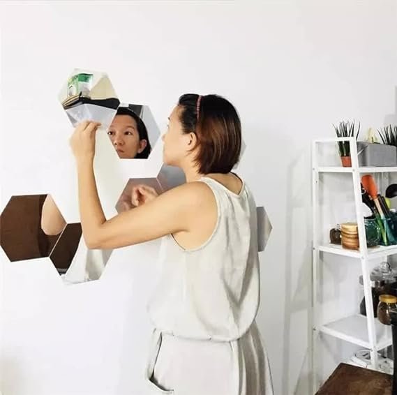 Pack Of 12 Acrylic Hexagon Mirror - Win Bachat