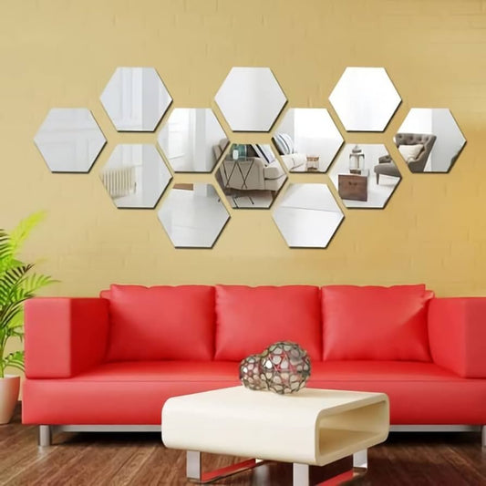 Pack Of 12 Acrylic Hexagon Mirror - Win Bachat
