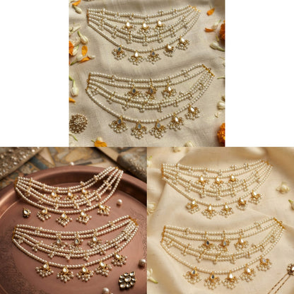 Pearl Layered Kundan-Style Choker Jewelry Set - Win Bachat