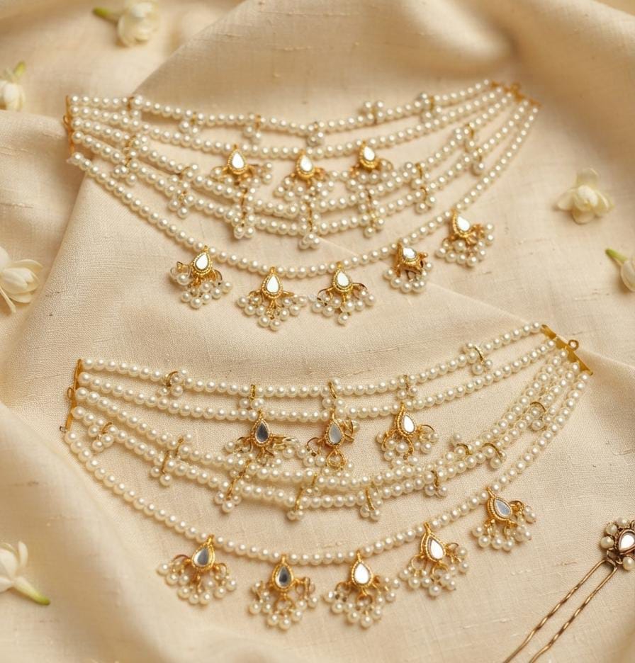 Pearl Layered Kundan-Style Choker Jewelry Set - Win Bachat