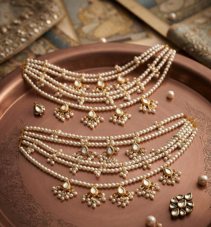 Pearl Layered Kundan-Style Choker Jewelry Set - Win Bachat